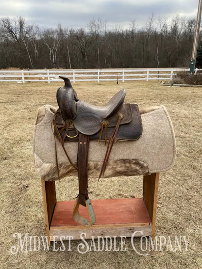 Antique 12” R.s. Cearnal High Back Western Saddle Gainesville Texas - Collector