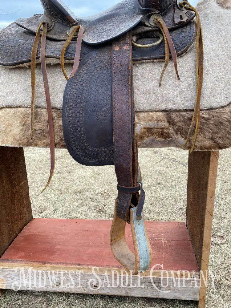 Antique 12” R.s. Cearnal High Back Western Saddle Gainesville Texas - Collector