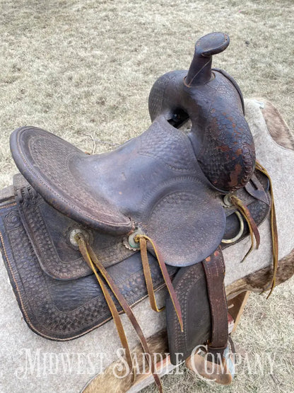 Antique 12” R.s. Cearnal High Back Western Saddle Gainesville Texas - Collector