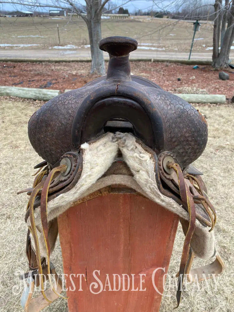 Antique 12” R.s. Cearnal High Back Western Saddle Gainesville Texas - Collector