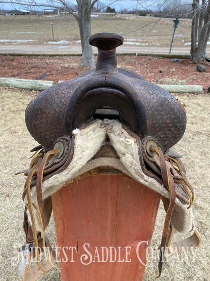 Antique 12” R.s. Cearnal High Back Western Saddle Gainesville Texas - Collector