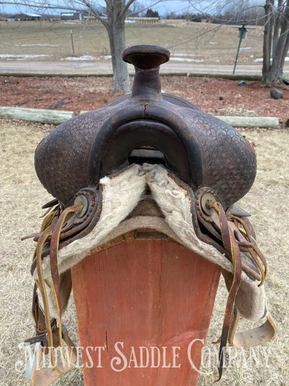 Antique 12” R.s. Cearnal High Back Western Saddle Gainesville Texas - Collector