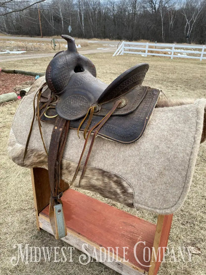 Antique 12” R.s. Cearnal High Back Western Saddle Gainesville Texas - Collector