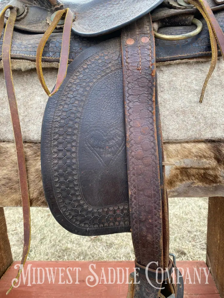 Antique 12” R.s. Cearnal High Back Western Saddle Gainesville Texas - Collector