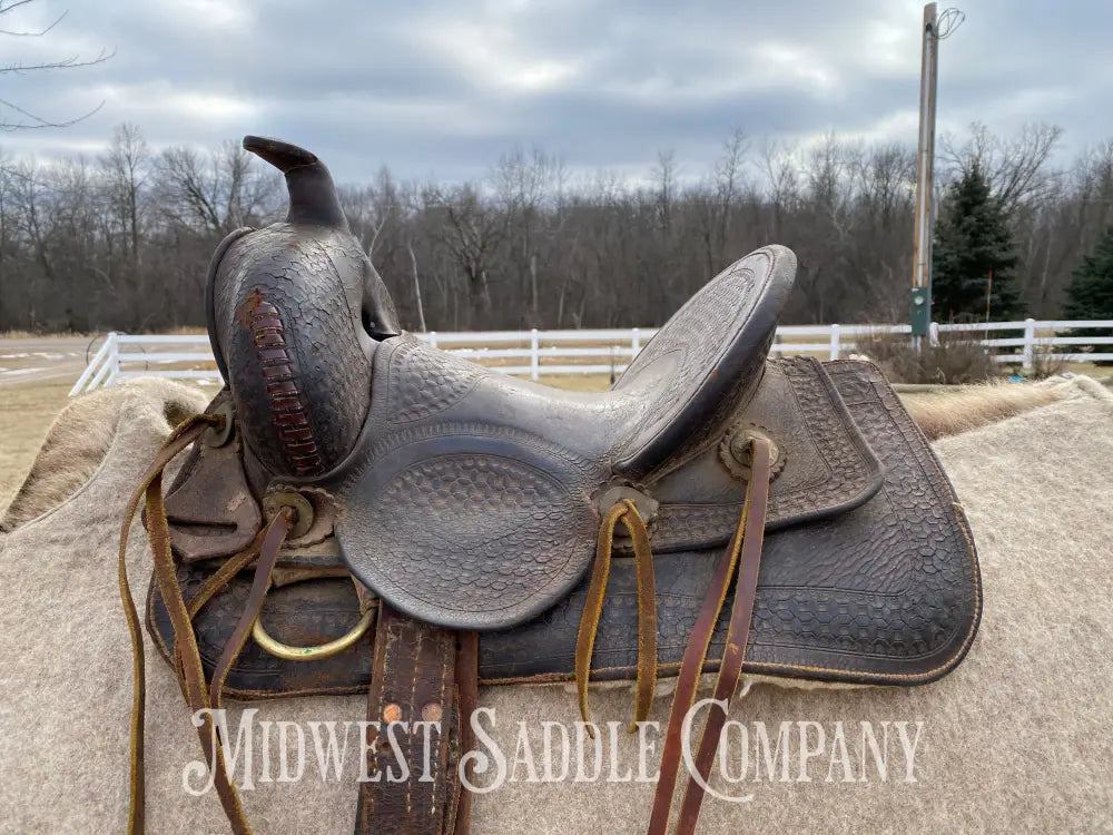 Antique 12” R.s. Cearnal High Back Western Saddle Gainesville Texas - Collector