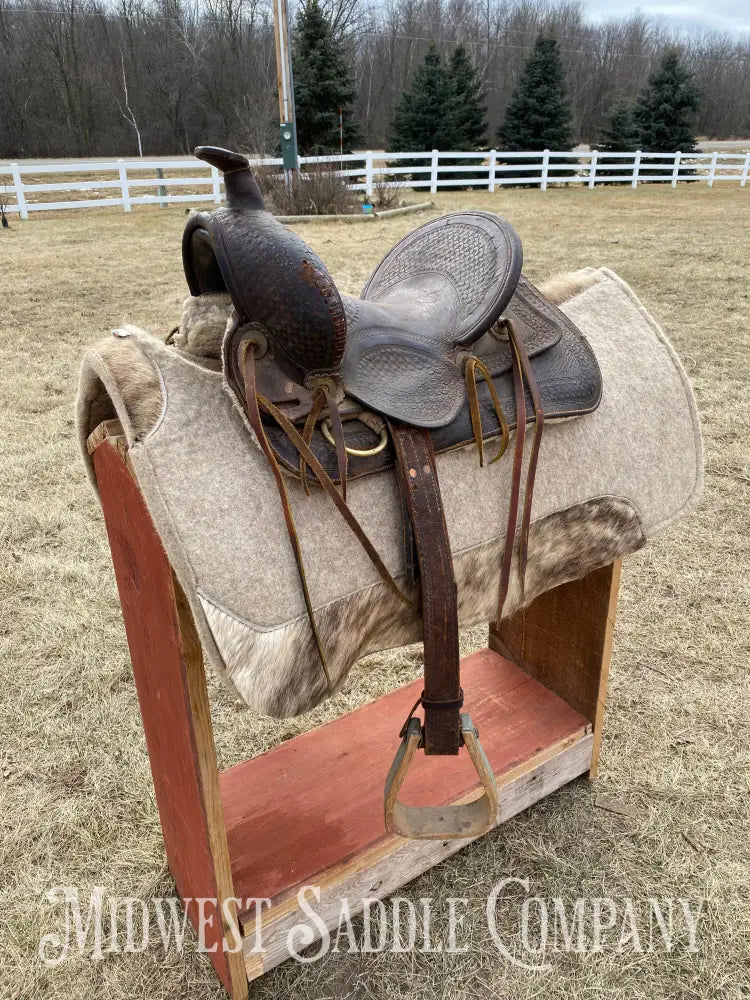 Antique 12” R.s. Cearnal High Back Western Saddle Gainesville Texas - Collector