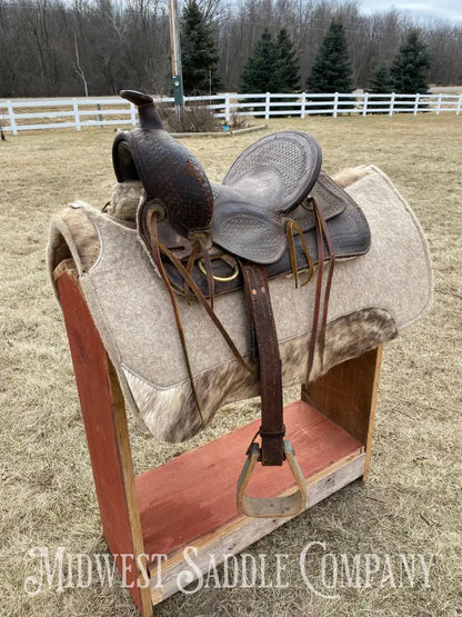 Antique 12” R.s. Cearnal High Back Western Saddle Gainesville Texas - Collector
