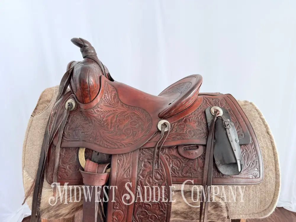 Antique 13.5” Fred Mueller Western Roping Saddle Made in Denver CO Western Saddle