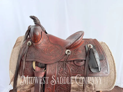 Antique 13.5” Fred Mueller Western Roping Saddle Made in Denver CO Western Saddle