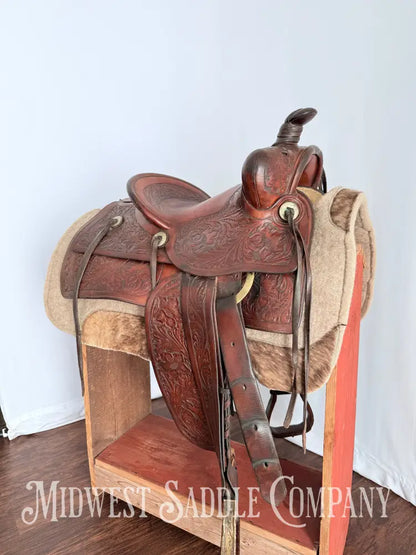 Antique 13.5” Fred Mueller Western Roping Saddle Made in Denver CO Western Saddle