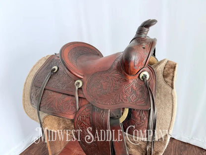 Antique 13.5” Fred Mueller Western Roping Saddle Made in Denver CO Western Saddle