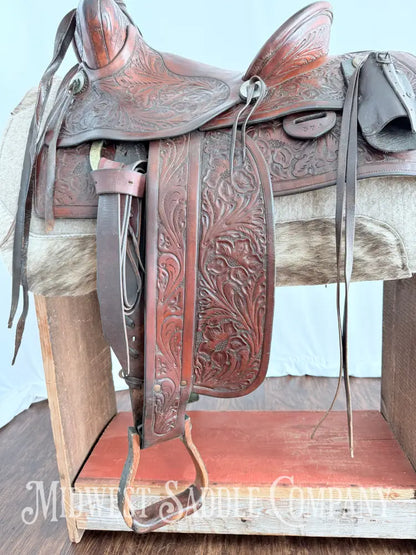 Antique 13.5” Fred Mueller Western Roping Saddle Made in Denver CO Western Saddle