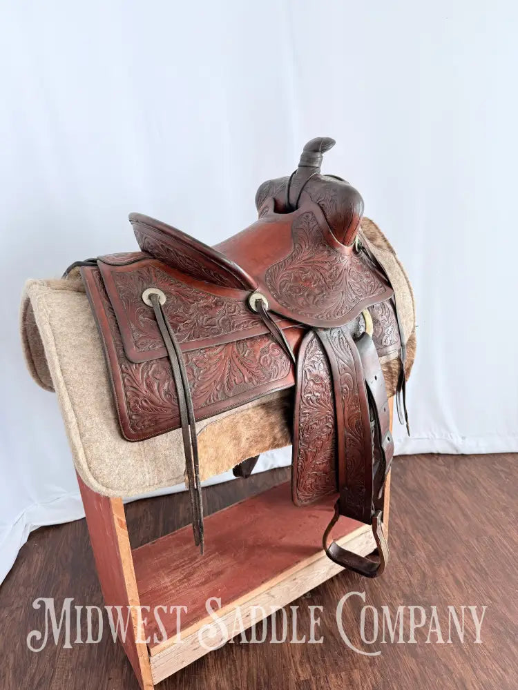 Antique 13.5” Fred Mueller Western Roping Saddle Made in Denver CO Western Saddle