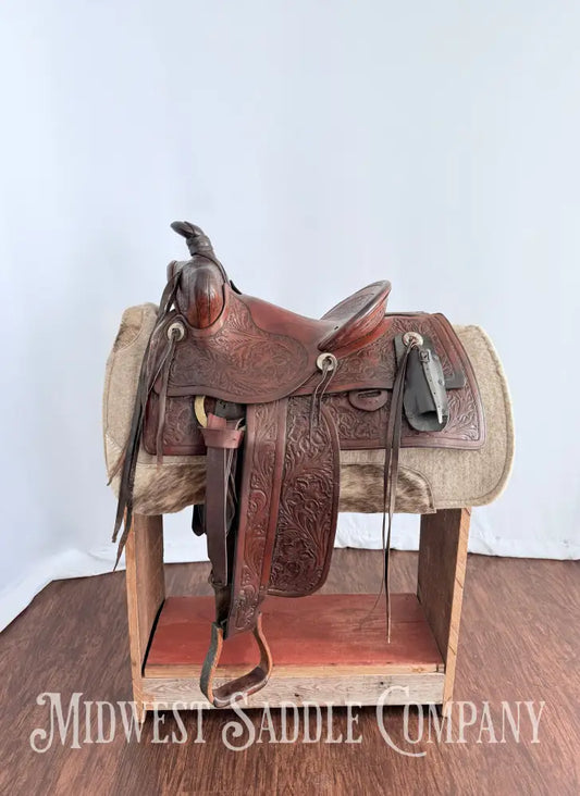 Antique 13.5” Fred Mueller Western Roping Saddle Made in Denver CO Western Saddle