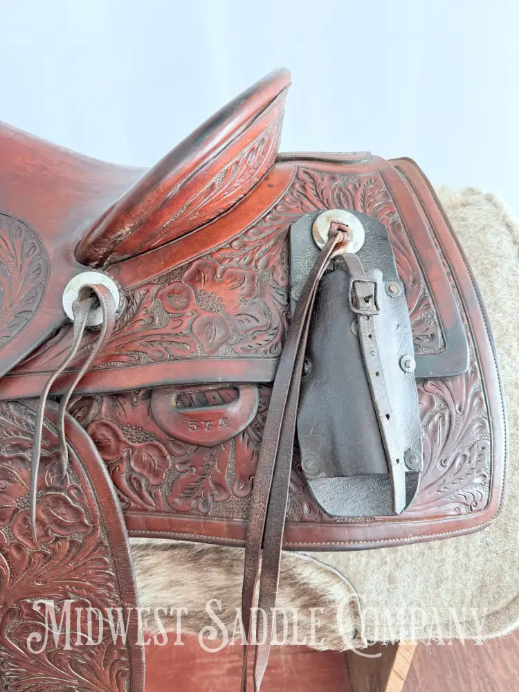 Antique 13.5” Fred Mueller Western Roping Saddle Made in Denver CO Western Saddle