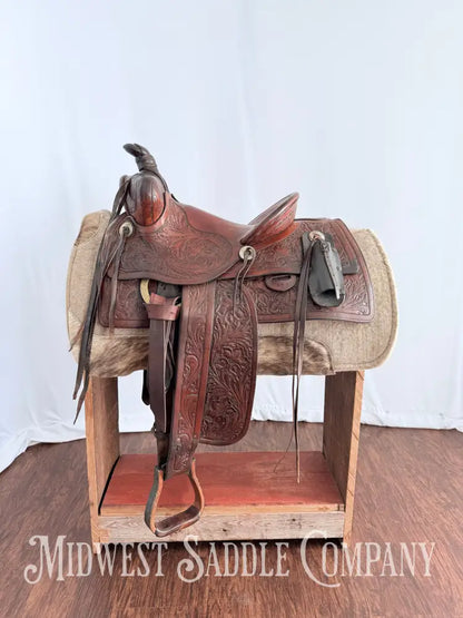 Antique 13.5” Fred Mueller Western Roping Saddle Made in Denver CO Western Saddle
