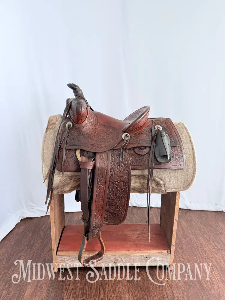 Antique 13.5” Fred Mueller Western Roping Saddle Made in Denver CO