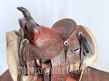 Antique 13.5” Fred Mueller Western Roping Saddle Made in Denver CO Western Saddle