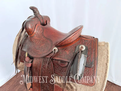 Antique 13.5” Fred Mueller Western Roping Saddle Made in Denver CO Western Saddle