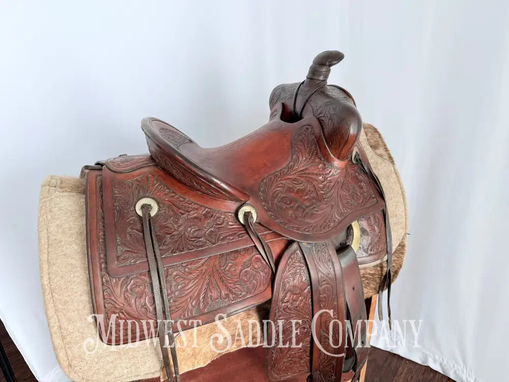 Antique 13.5” Fred Mueller Western Roping Saddle Made in Denver CO Western Saddle