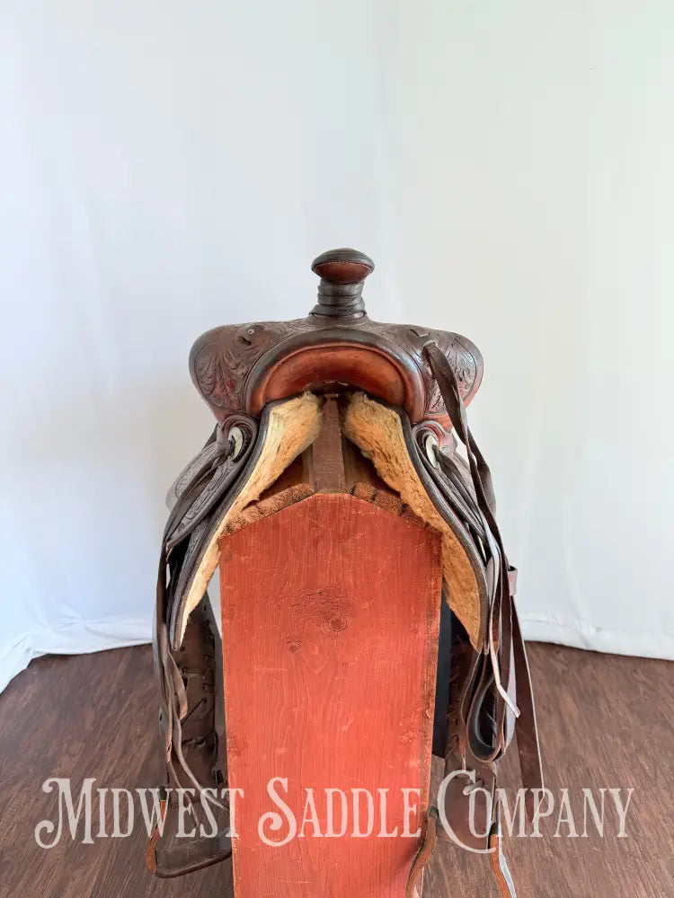 Antique 13.5” Fred Mueller Western Roping Saddle Made in Denver CO Western Saddle