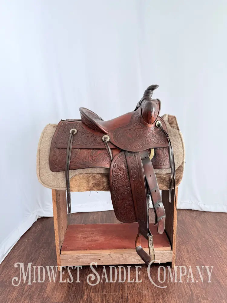 Antique 13.5” Fred Mueller Western Roping Saddle Made in Denver CO Western Saddle