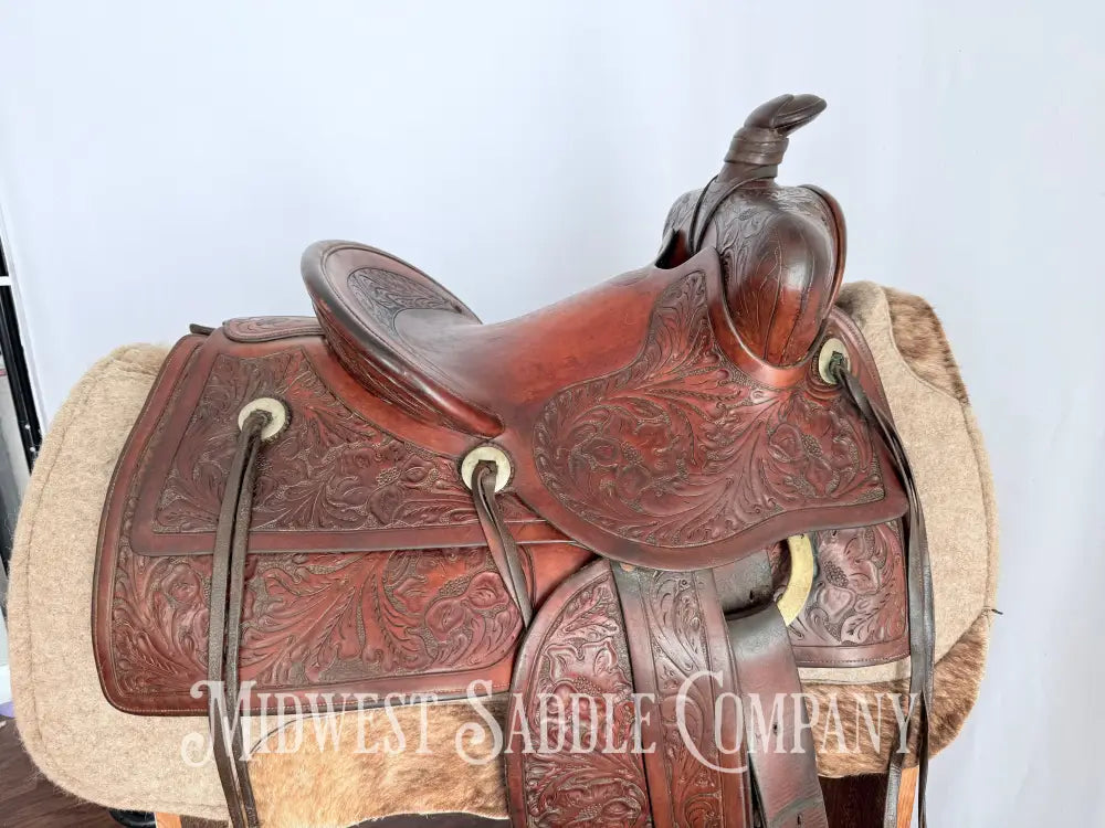 Antique 13.5” Fred Mueller Western Roping Saddle Made in Denver CO Western Saddle