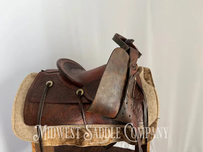 Antique 13.5” Fred Mueller Western Roping Saddle Made in Denver CO Western Saddle