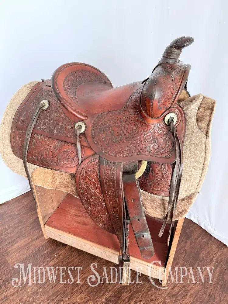 Antique 13.5” Fred Mueller Western Roping Saddle Made in Denver CO Western Saddle