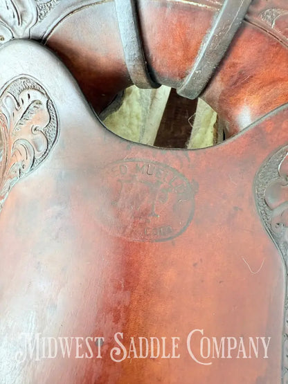 Antique 13.5” Fred Mueller Western Roping Saddle Made in Denver CO Western Saddle