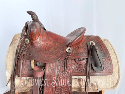 Antique 13.5” Fred Mueller Western Roping Saddle Made in Denver CO Western Saddle