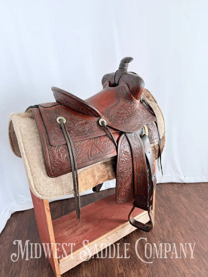 Antique 13.5” Fred Mueller Western Roping Saddle Made in Denver CO Western Saddle