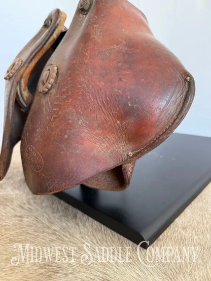 Antique A.W. Maker Maker Fredericksburg TX Western Leather Cowboy Tapaderos with Tooling