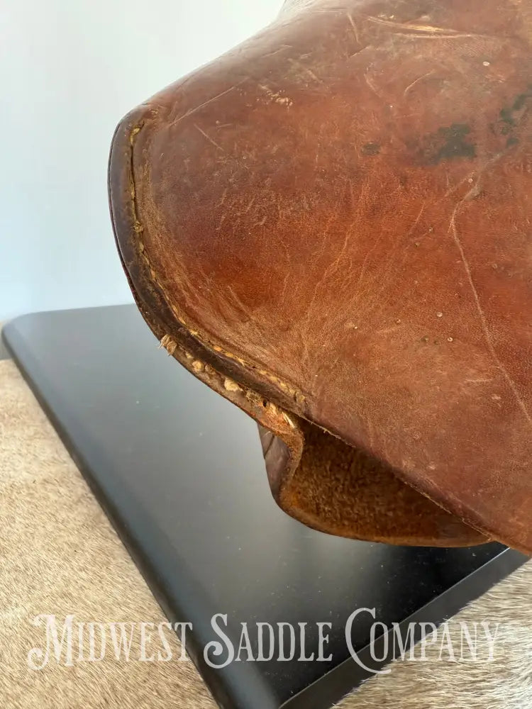 Antique A.W. Maker Maker Fredericksburg TX Western Leather Cowboy Tapaderos with Tooling