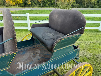 Antique Horse Surrey Carriage with Team Pole Blue & Yellow Carriage