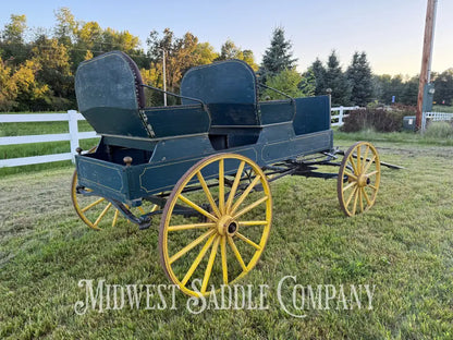 Antique Horse Surrey Carriage with Team Pole Blue & Yellow Carriage