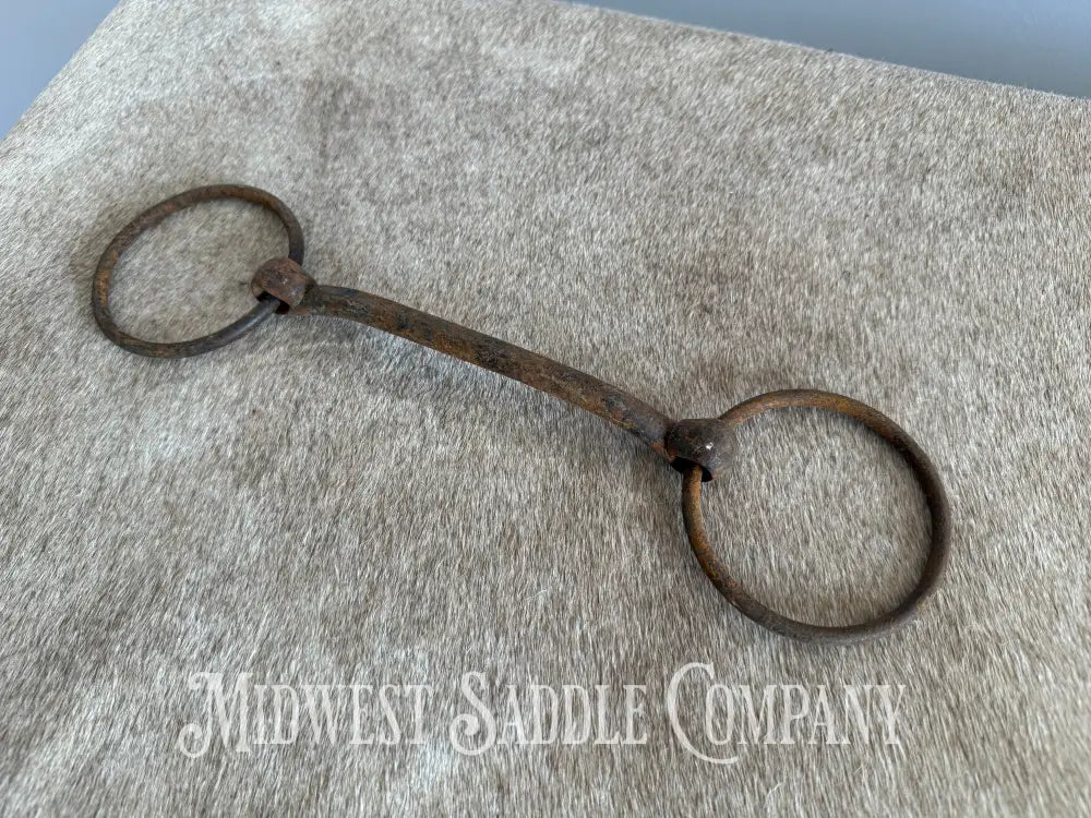 Antique Rustic Iron Loose Ring Straight Bar Mullen Snaffle Bit Bit