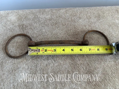 Antique Rustic Iron Loose Ring Straight Bar Mullen Snaffle Bit Bit