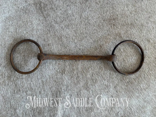 Antique Rustic Iron Loose Ring Straight Bar Mullen Snaffle Bit Bit