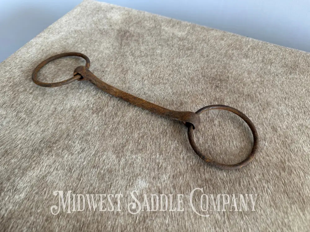 Antique Rustic Iron Loose Ring Straight Bar Mullen Snaffle Bit Bit