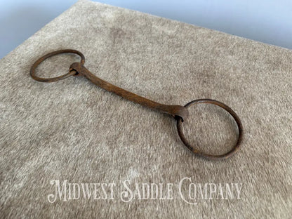 Antique Rustic Iron Loose Ring Straight Bar Mullen Snaffle Bit Bit