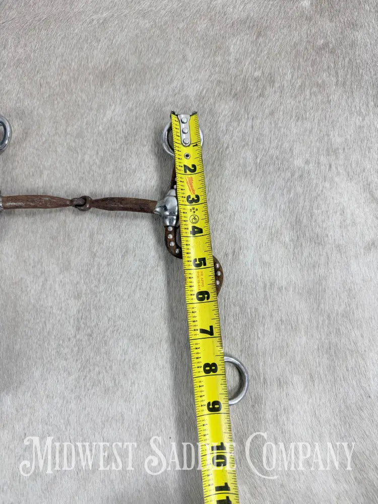 Antique Shanked Steel Jointed Snaffle Bit Stainless Steel Dots Inlay Copper 5.5” Bit
