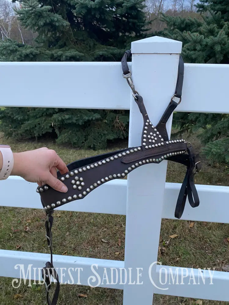 Antique Studded Parade Horse Martingale Breast Collar - Excellent Condition Breast Collar