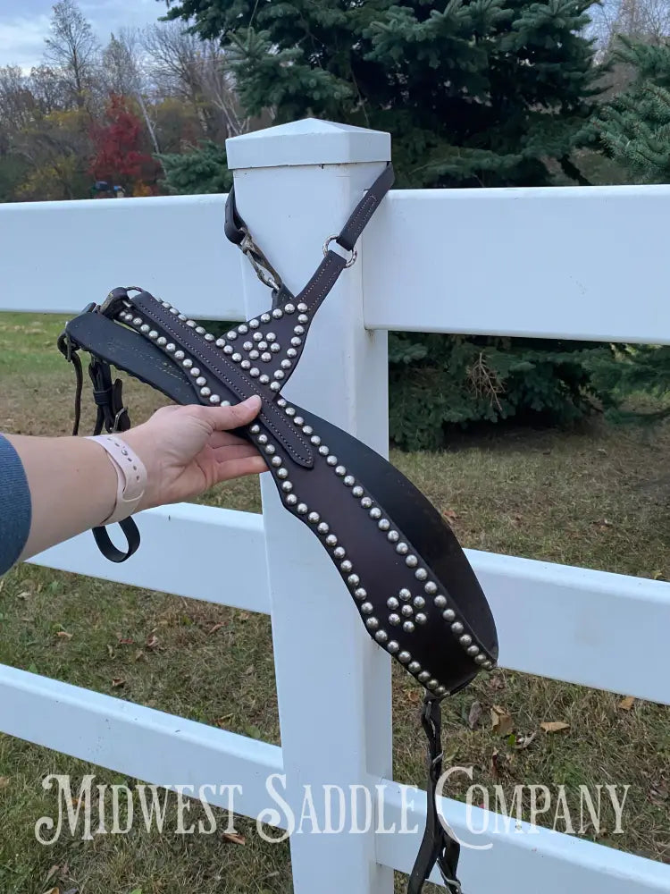 Antique Studded Parade Horse Martingale Breast Collar - Excellent Condition Breast Collar
