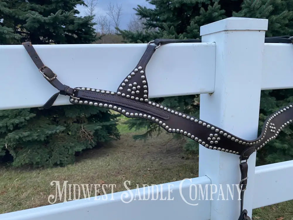 Antique Studded Parade Horse Martingale Breast Collar - Excellent Condition Breast Collar