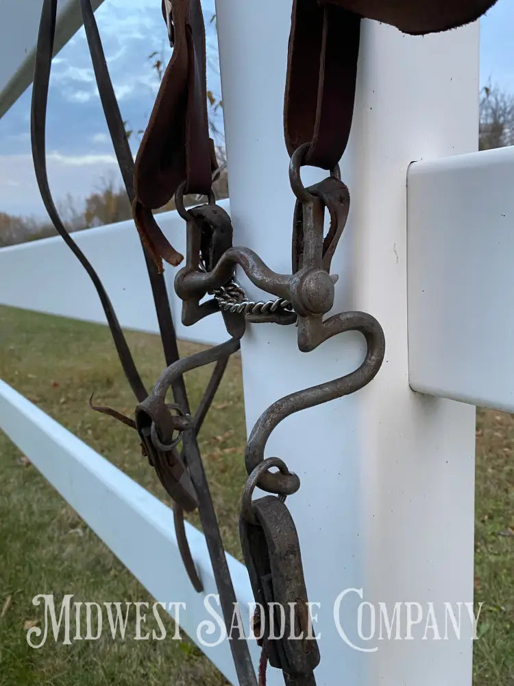 Antique Western Cowboy Silver Concho Bridle with Reins - Hand-Forged Cavalry Shank Curb Bit Bridles & Headstalls