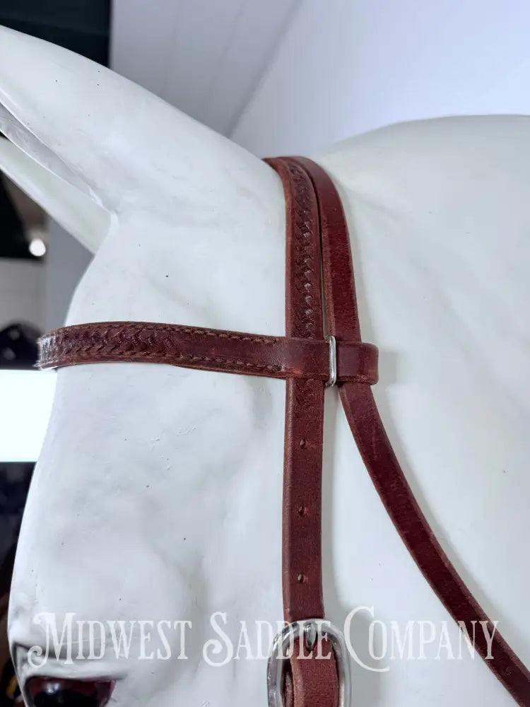 Basketweave Browband Western Leather Headstall - Bridles & Headstalls