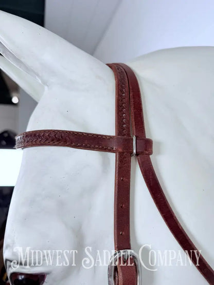 Basketweave Browband Western Leather Headstall - Bridles & Headstalls