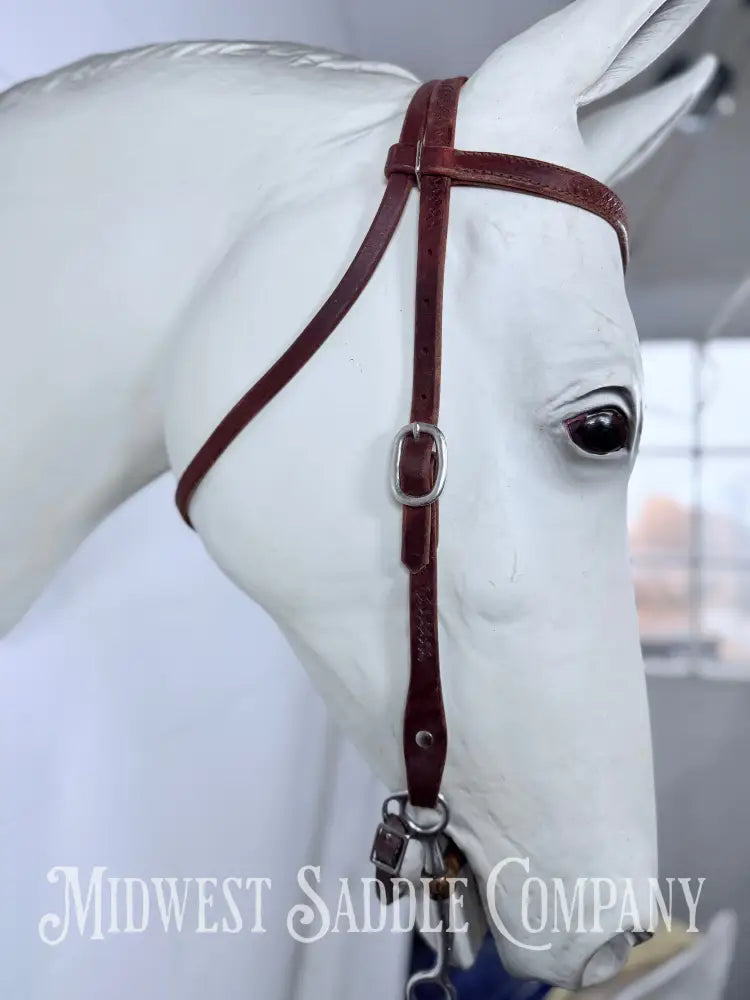 Basketweave Browband Western Leather Headstall - Bridles & Headstalls