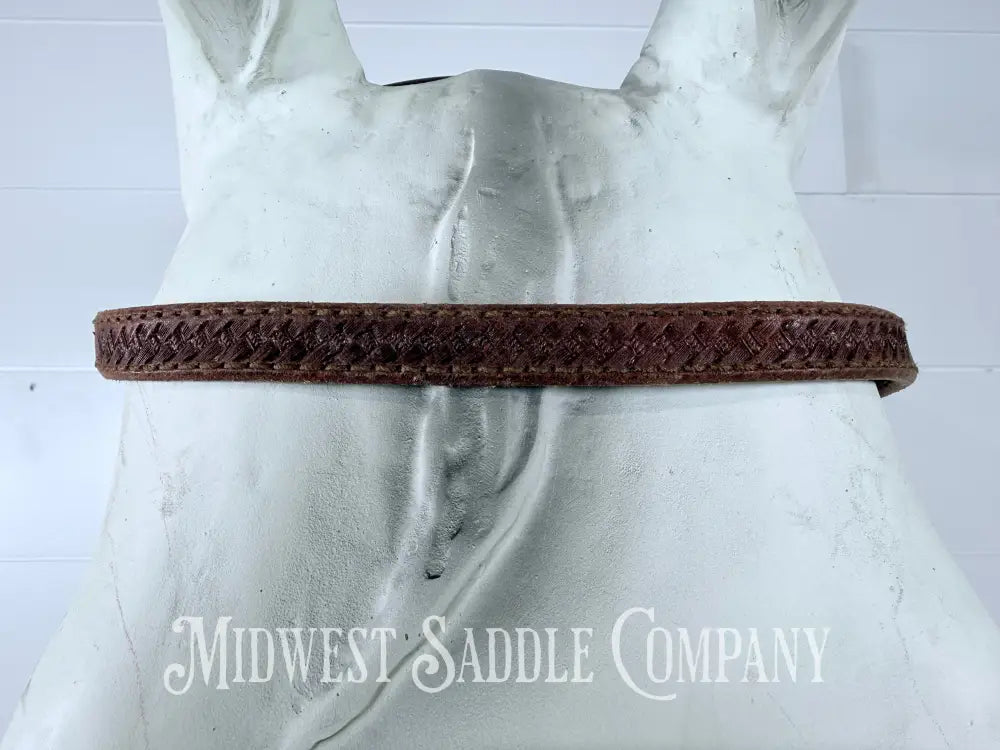 Basketweave Browband Western Leather Headstall - Bridles & Headstalls